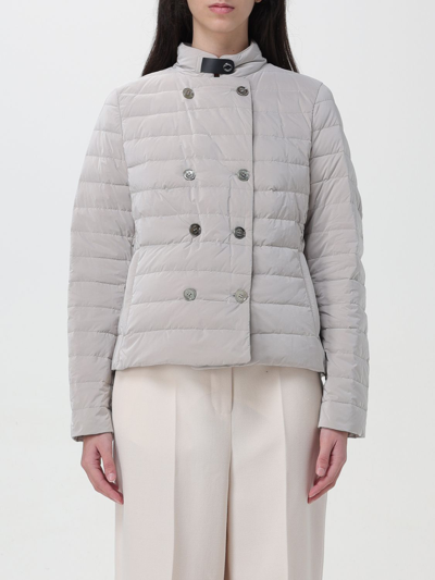 Moorer Double-breasted Quilted Down Coat With Shiny Buttons In Pearl