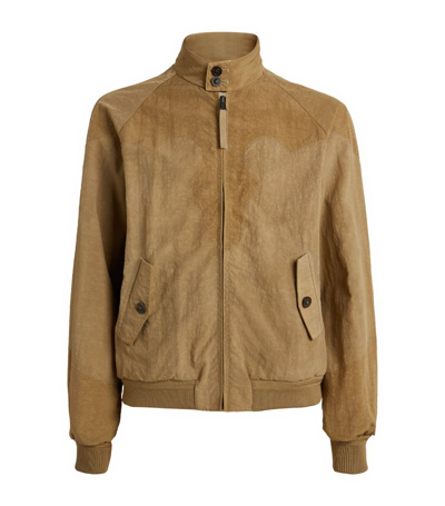 Shop Maison Margiela Contrasting Yoke Harrington Jacket In Beige