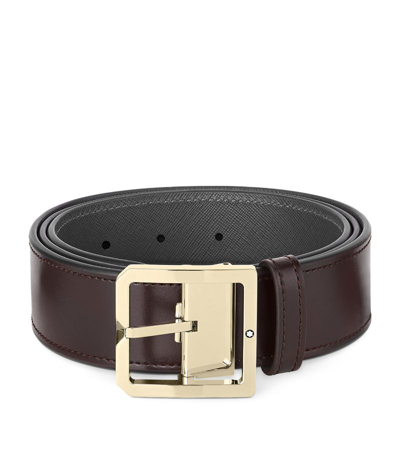 Shop Montblanc Leather Meisterstück Reversible Belt In Brown