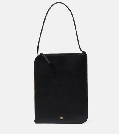 Shop Totême Slim Small Leather Tote Bag In Black