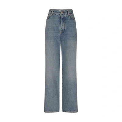 Shop Loewe Wide-leg Jeans In Washed_blue