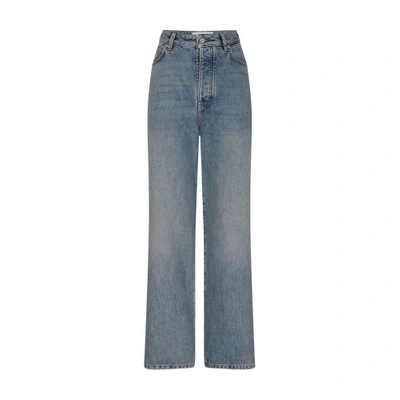 Loewe Loose Leg High-waisted Jeans In Washed_blue
