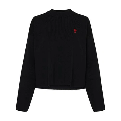 Shop Ami Alexandre Mattiussi Ami De Caur Crewneck Sweater In Black