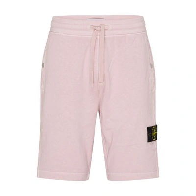 Shop Stone Island Fleece Shorts With Logo Patch In V0180