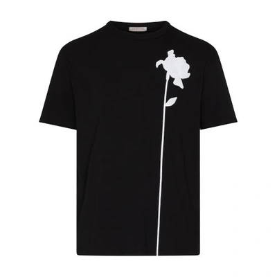 Shop Valentino Short-sleeved Embroidered T-shirt In Nero