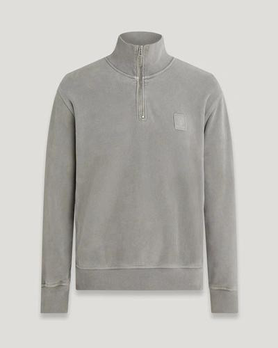Shop Belstaff Mineral Outliner Quarter Zip Sweatshirt In Dark Cloud Grey