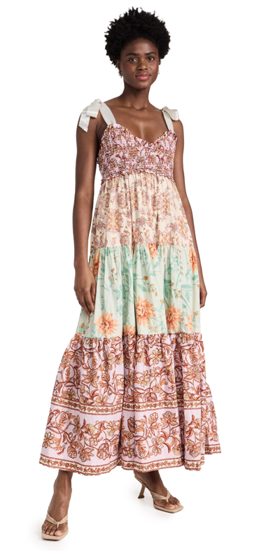Free People Bluebell Mixed Print Cotton Maxi Dress In Lilac Combo
