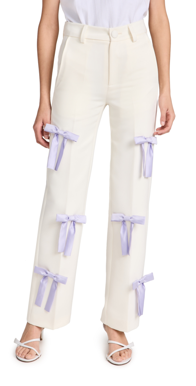 Shop Tanner Fletcher Willie Bow Trousers Ivory/lavender