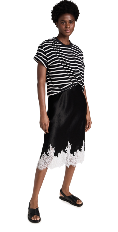 Shop 3.1 Phillip Lim / フィリップ リム Striped Draped T-shirt Slip Combo Dress Black Multi Stripe In Blk Multi Stripe