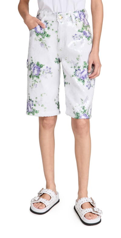 Shop Tanner Fletcher Sid Floral Sequin Shorts White Floral Sequin