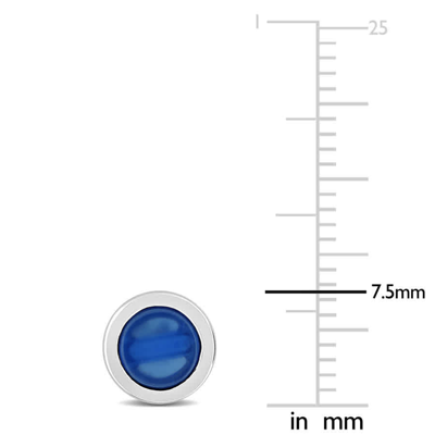 Amour 5 / 8ct Tgw Blue Agate Round Stud Earrings In Sterling Silver In White