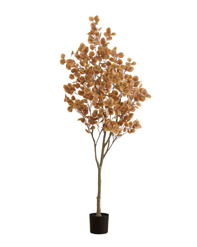 Shop Nearly Natural 7ft Artificial Autumn Eucalyptus Tree In Orange