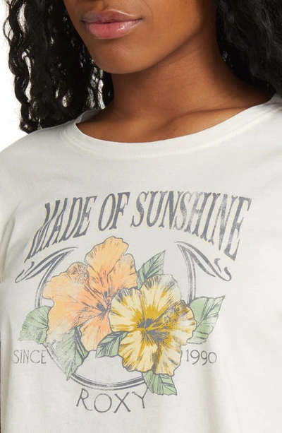 Shop Roxy Made Of Sunshine Crop Graphic T-shirt In Egret