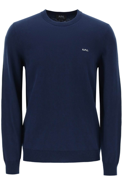 Shop Apc Pullover Girocollo In Cotone Mayeul In Blue