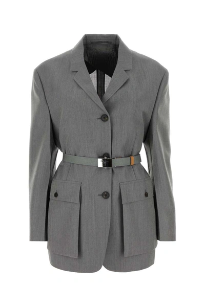 Shop Prada Jackets And Vests In Grey