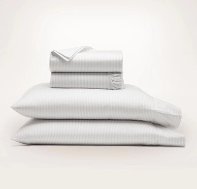 Shop Boll & Branch Organic Neville Signature Sheet Set In White/mineral Delicate Stripe [h