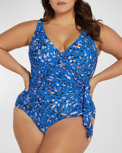 Shop Artesands Plus Size Jaqua Hayes One-piece Swimsuit In Blue