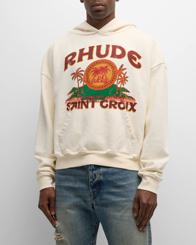 Shop Rhude Men's St. Croix Graphic Hoodie In Vintage White