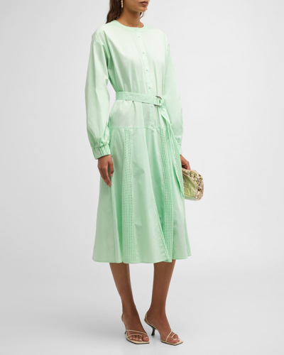Shop Misook Crochet-trim Drop-waist Midi Dress In Paradise Green