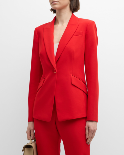 Shop Milly Single-button Cady Blazer In Red