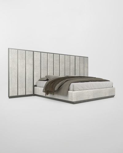Shop Casa Ispirata Colonna Extended Panel Upholstered Queen Bed In Argento