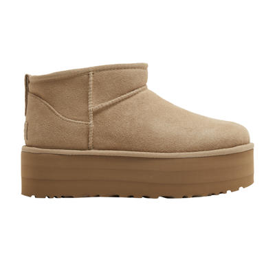 Pre-owned Ugg Wmns Classic Ultra Mini Platform Boot 'sand' In Brown