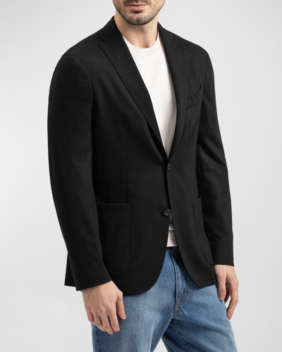 Shop Boglioli Men's Wool Jersey Blazer In Black