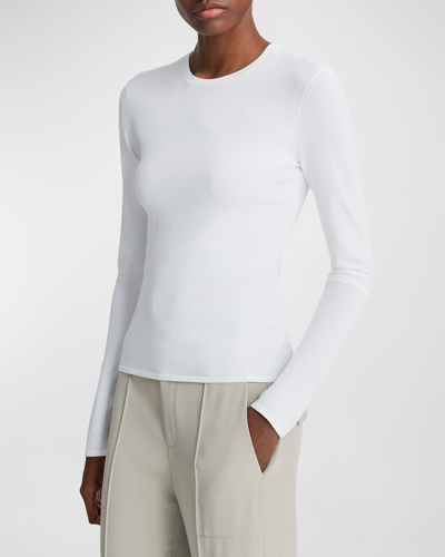 Shop Vince Clean-fit Crewneck Sweater In Optic White