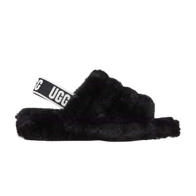 Pre-owned Ugg Wmns Fluff Yeah Slide 'black'