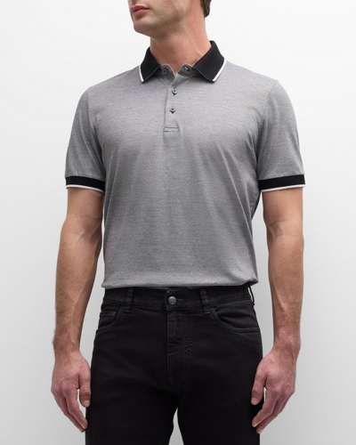 Shop Canali Men's Cotton Polo Shirt In Light Grey