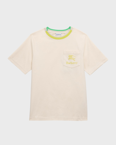 Shop Burberry Boy's Cedar Scribble Ekd Short-sleeve T-shirt In Wheat