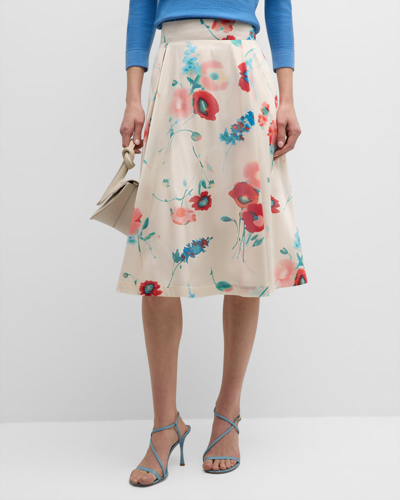 Shop Frances Valentine Shelley Floral Midi Skirt In Whitemulti