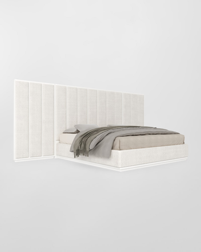 Shop Casa Ispirata Colonna Extended Panel Upholstered California King Bed In Lino Bianco