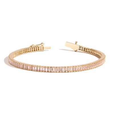 Shop Aurate New York Morganite Baguette Tennis Bracelet In Yellow