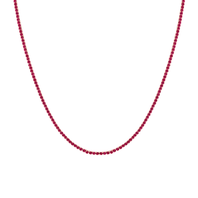 Shop Aurate New York Red Ruby Tennis Necklace In Yellow