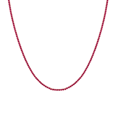 Aurate New York Red Ruby Tennis Necklace In Yellow