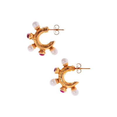 Pre-owned Alighieri The Noctural Desire Pearl Garnet Earrings 'gold'