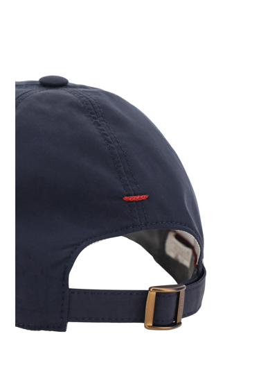 Shop Brunello Cucinelli Baseball Hat In Blu+panama