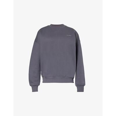 Shop Lounge Underwear Essential Relaxed-fit Cotton-jersey Sweatshirt In Smoked Blue