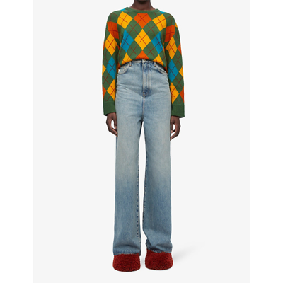 Loewe Argyle-pattern Wool Jumper In Green/multicolor