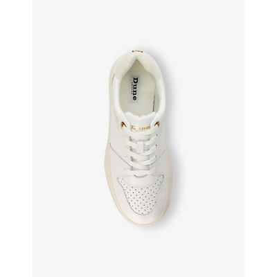 Shop Dune Emmelie Branded-hardware Leather Low-top Trainers In White-leather