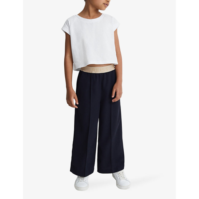 Shop Reiss Girls White Kids Terry Cropped Cotton T-shirt 13-14 Years