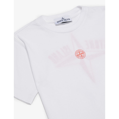 Shop Stone Island Boys White Kids Logo-print Cotton-jersey T-shirt 4-8 Years