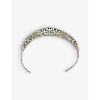 Shop Jennifer Gibson Jewellery Pre-loved Rhinestone-embellished Metal Tiara In Silver Crystal