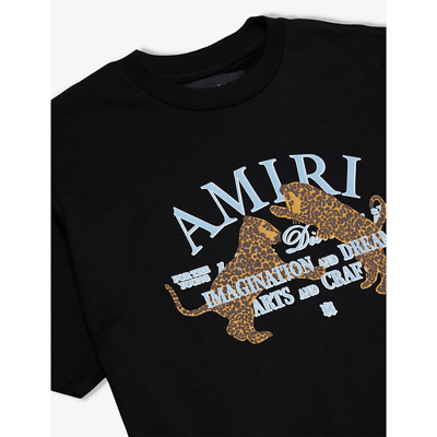 Shop Amiri Boys Black Kids Graphic-print Crewneck Cotton-jersey T-shirt 6-12 Years