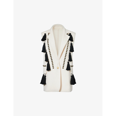 Max Mara Wool-cashmere Blend Vest With Tassel Detail In Ivory