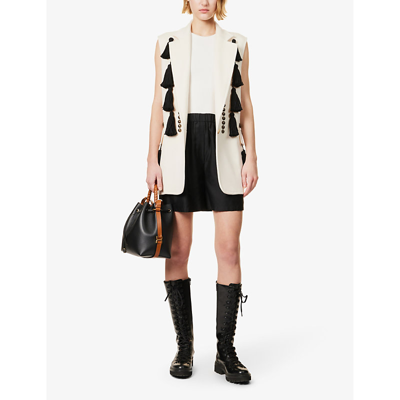 Max Mara Wool-cashmere Blend Vest With Tassel Detail In Ivory