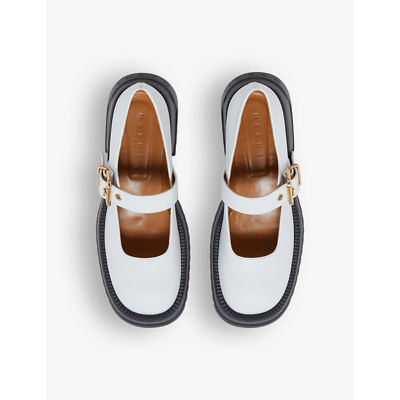 Marni 20mm Mary Jane Leather Shoes In Lily White