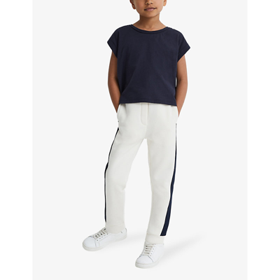 Shop Reiss Terry Cropped Cotton T-shirt In Navy