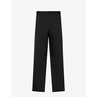 Shop Prada Wide-leg Regular-fit Cotton And Silk Trousers In Black